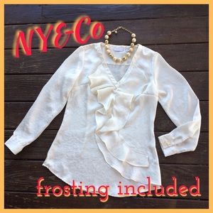 NWT—NY&Co. Ivory Blouse + Necklace